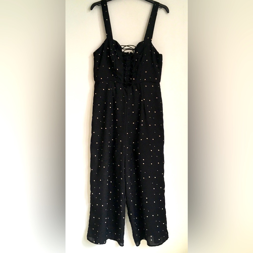 Black Jumpsuit with Cream Dots Size Large But Measurements Seem Off For a Large